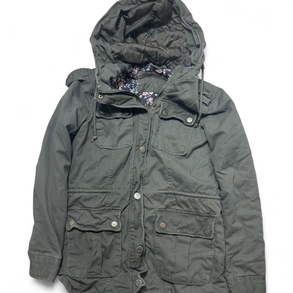 Aeropostale Olive Floral Lined Jacket